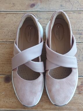 Clarins Blush Pink Suede Crisscross Flats